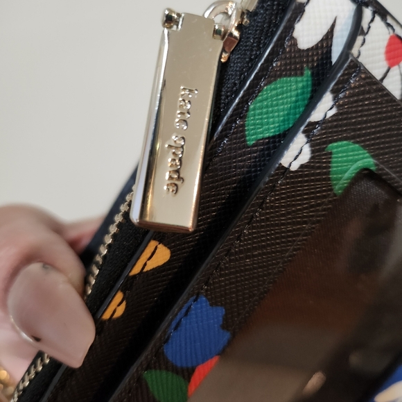 Kate Spade Black Wallet with Colorful Floral Design NWOT - Picture 10 of 15